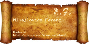 Mihajlovics Ferenc névjegykártya